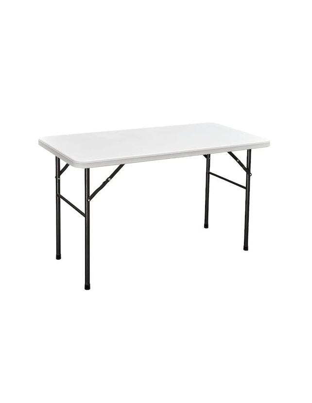 Plain White Rectangle Folding Table 120cm for Buffet Party Picnic Stuff Indoor Outdoor- Table top no folding, only leg folding