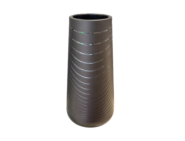 Round Floor Pot Dark Metallic Grey D=30cm H=85cm